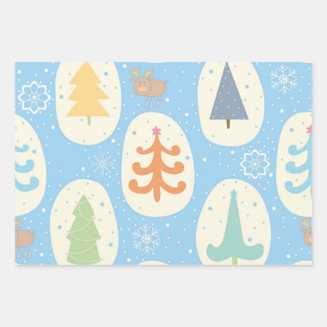 Hoja De Papel De Regalo patrón de árbol de Navidad (Anverso)