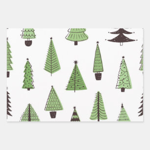 Hoja De Papel De Regalo patrón de árbol de Navidad