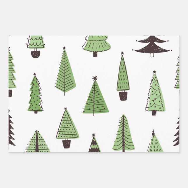 Hoja De Papel De Regalo patrón de árbol de Navidad (Anverso)