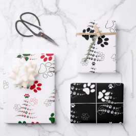 Hoja De Papel De Regalo Patrón de árbol de Navidad de Dog Paw
