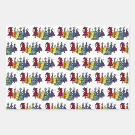 Hoja De Papel De Regalo Patrón de árbol de navidad del arcoiris del orgull