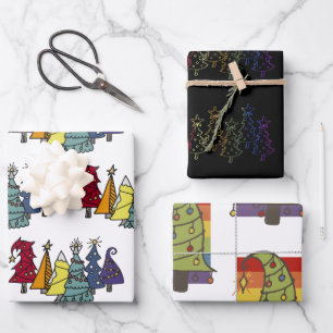 Hoja De Papel De Regalo Patrón de árbol de navidad del arcoiris del orgull