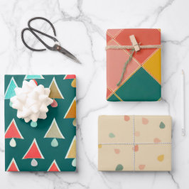 Hoja De Papel De Regalo Patrón de árbol de Navidad retro