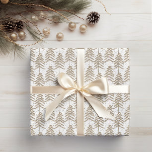 Hoja De Papel De Regalo Patrón de árbol de pino de vacaciones rusas Oro bl