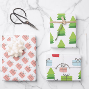 Hoja De Papel De Regalo Patrón de árbol de Regalos navideños