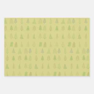 Hoja De Papel De Regalo Patrón de árbol navideño acuarela Navidad