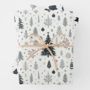Hoja De Papel De Regalo Patrón de árbol pintado de mano minimalista