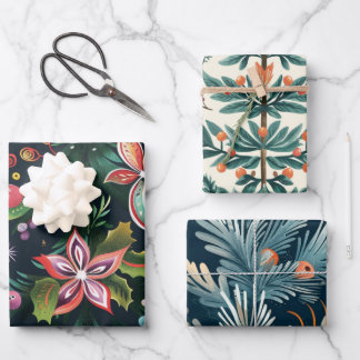 Hoja De Papel De Regalo patrón de árboles de Navidad