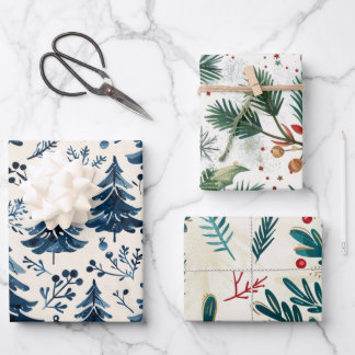 Hoja De Papel De Regalo patrón de árboles de Navidad