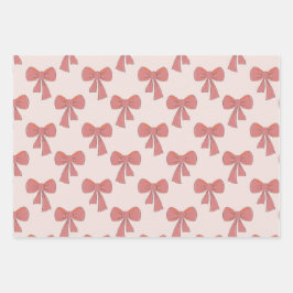 Hoja De Papel De Regalo Patrón de arco dibujado a mano color rosa