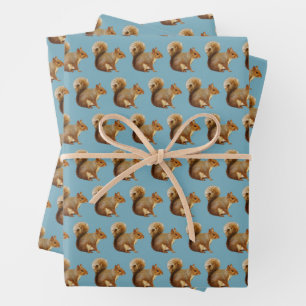 Hoja De Papel De Regalo Patrón de Ardilla Caprichosa Premium