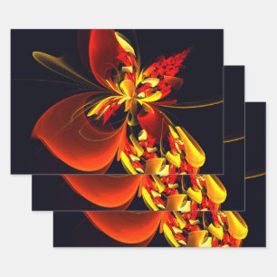Hoja De Papel De Regalo Patrón de arte abstracto moderno floral amarillo r