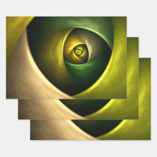 Hoja De Papel De Regalo Patrón De Arte Abstracto Verde Floral Moderno De S