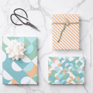 Hoja De Papel De Regalo Patrón de Arte con Círculos Azul Verdoso Claro Chi