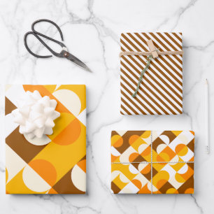 Hoja De Papel De Regalo Patrón de arte de círculos naranjas marrones amari