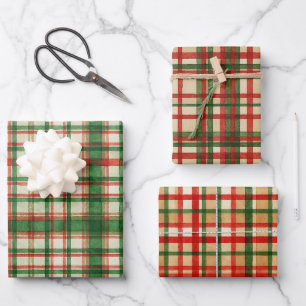 Hoja De Papel De Regalo Patrón de arte de color rojo verde clásico