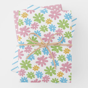 Hoja De Papel De Regalo Patrón de arte de flor de primavera de color
