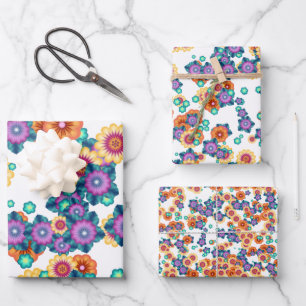 Hoja De Papel De Regalo Patrón de arte de flores japonesas abstractas únic