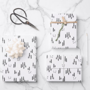 Hoja De Papel De Regalo Patrón de arte de línea de bosque