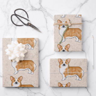 Hoja De Papel De Regalo Patrón de arte de perro Corgi galés de Pembroke ro