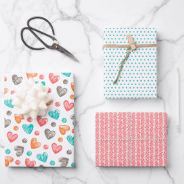 Hoja De Papel De Regalo Patrón de arte del Coral Rojo Rosa Rosa Azul Aqua