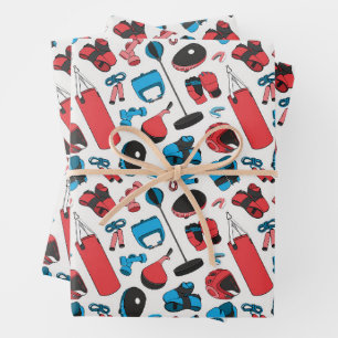 Hoja De Papel De Regalo Patrón de artes marciales (azul y rojo)