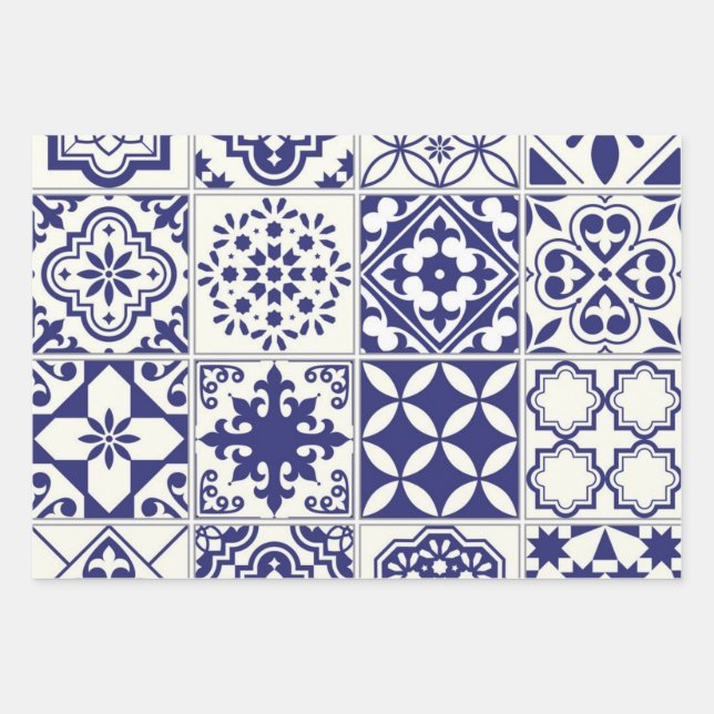 Hoja De Papel De Regalo Patrón de azulejos de cerámica (Anverso)