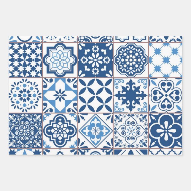 Hoja De Papel De Regalo Patrón de azulejos de cerámica (Anverso)
