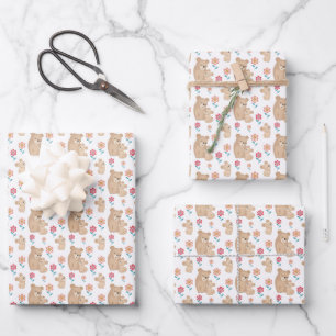 Hoja De Papel De Regalo Patrón de baldosas de osito bebé de mamá linda