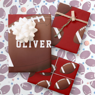 Hoja De Papel De Regalo Patrón de Balón de Fútbol Americano para Niños 