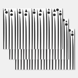 Hoja De Papel De Regalo Patrón de bandas triangulares de círculo negro y b