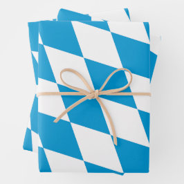 Hoja De Papel De Regalo Patrón de bandera de diamantes de Baviera azul y b