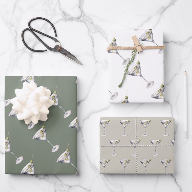 Hoja De Papel De Regalo Patrón de bar de cócteles Martini (Anverso)
