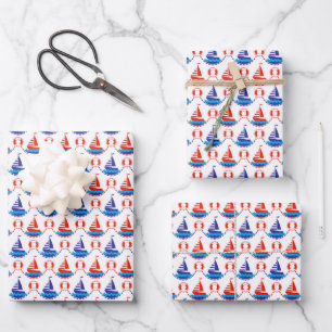 Hoja De Papel De Regalo Patrón de barco de vela