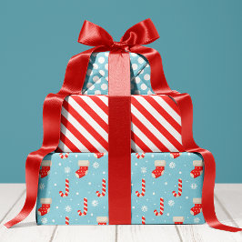 Hoja De Papel De Regalo Patrón de bastón de caramelo de media Navidades fe