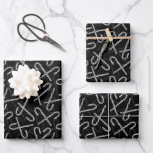 Hoja De Papel De Regalo Patrón de bastón de caramelo negro y blanco de Got