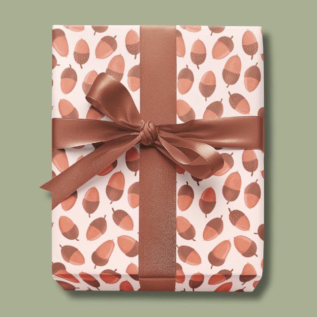Hoja De Papel De Regalo Patrón de bellota (Autumnal acorn pattern wrapping paper)