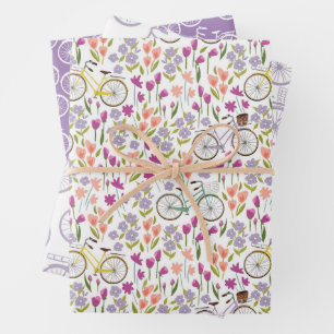 Hoja De Papel De Regalo Patrón de bicicleta de época