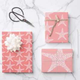 Hoja De Papel De Regalo  Patrón de boda de verano de coral de playa de est