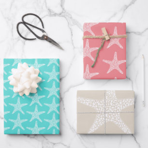 Hoja De Papel De Regalo Patrón de Boda de verano de la playa de Starfish