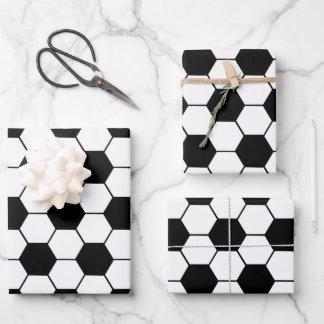 Hoja De Papel De Regalo Patrón de bola de fútbol blanco y negro