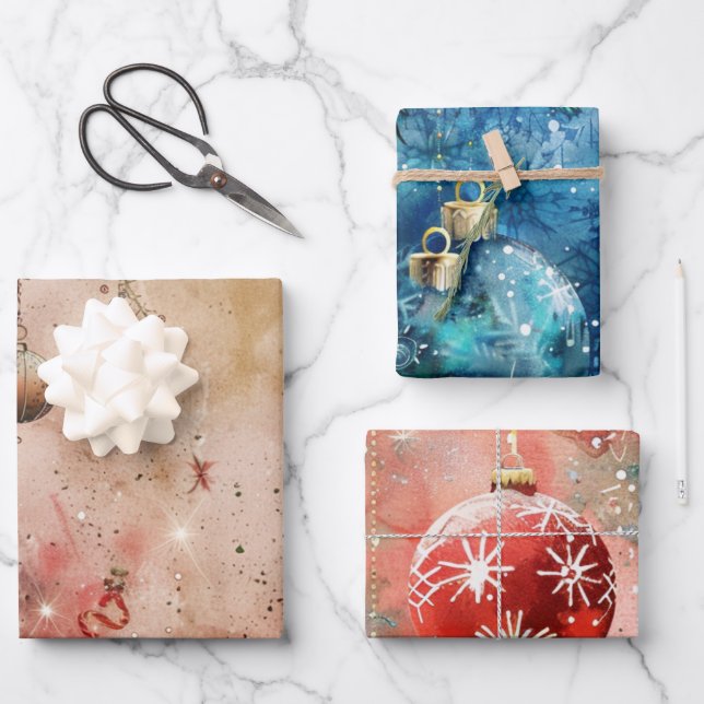 Hoja De Papel De Regalo Patrón de bola de navidades (Anverso)