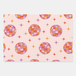Hoja De Papel De Regalo Patrón de bolas de discoteca coloridas retro 