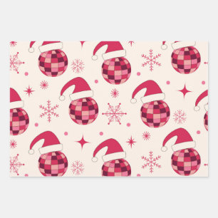 Hoja De Papel De Regalo Patrón de bolas de discoteca de Navidad Groovy San