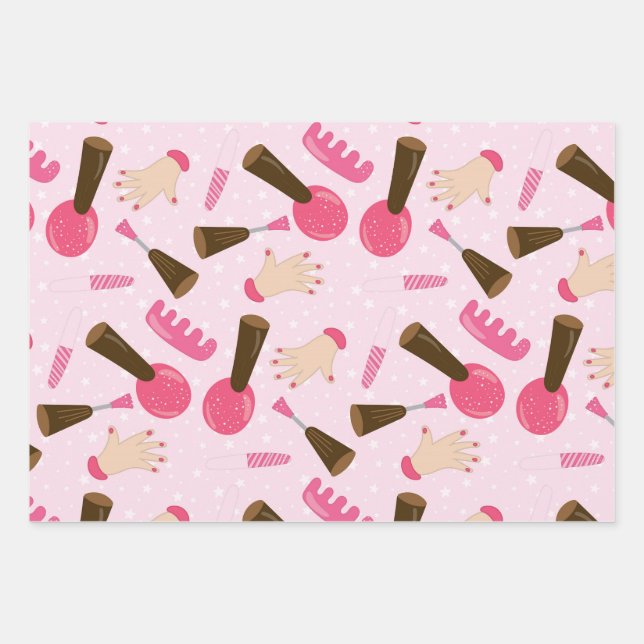 Hoja De Papel De Regalo Patrón de Bonito polaco de las uñas manicuristas r (Anverso)