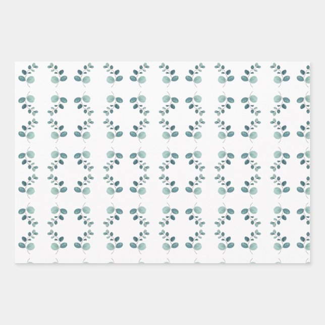 Hoja De Papel De Regalo Patrón de bosque verde (Anverso)
