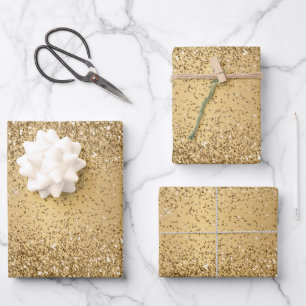 Hoja De Papel De Regalo Patrón de brillo metálico dorado