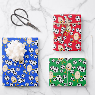 Hoja De Papel De Regalo Patrón de cabeza de futbol