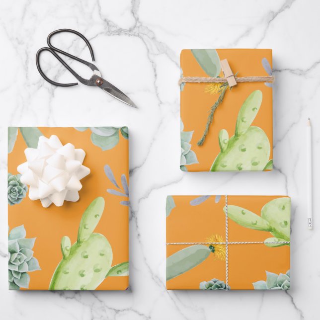 Hoja De Papel De Regalo Patrón de cactus 11 (Anverso)