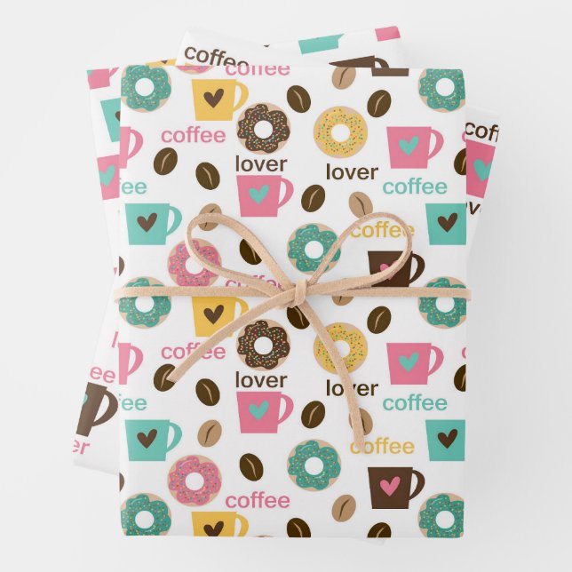 Hoja De Papel De Regalo Patrón de café y donut  (In situ)